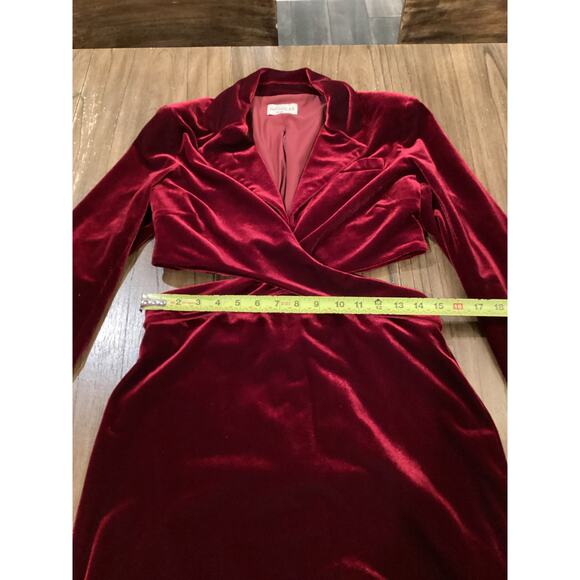 Revolve Nicholas Gabriela Red Velvet Blazer cut out long sleeve mini Dress 10 - Picture 6 of 13
